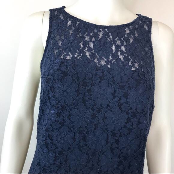 Michael Kors NWT Lace Shift Dress Navy Blue Floral Design Size 6 - Picture 3 of 8